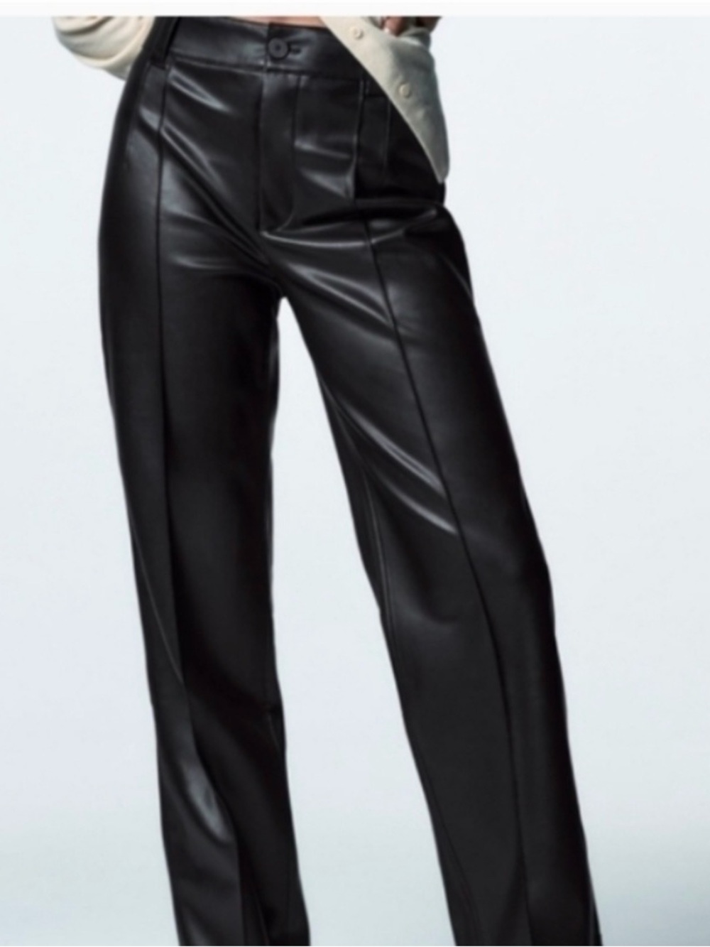 Zara Black Faux Leather High Rise Wide Leg Pants XS